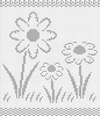 Filethäkeln + Muster + Scheibengardine + Sonnenblumen