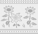 Patterns + fillet crocheted curtain with straight crochet+trim