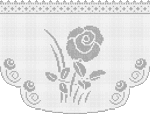 crochet curtain pattern + roses motiv + water + bird