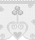 Fillet crochet+motives width hearts + curtain